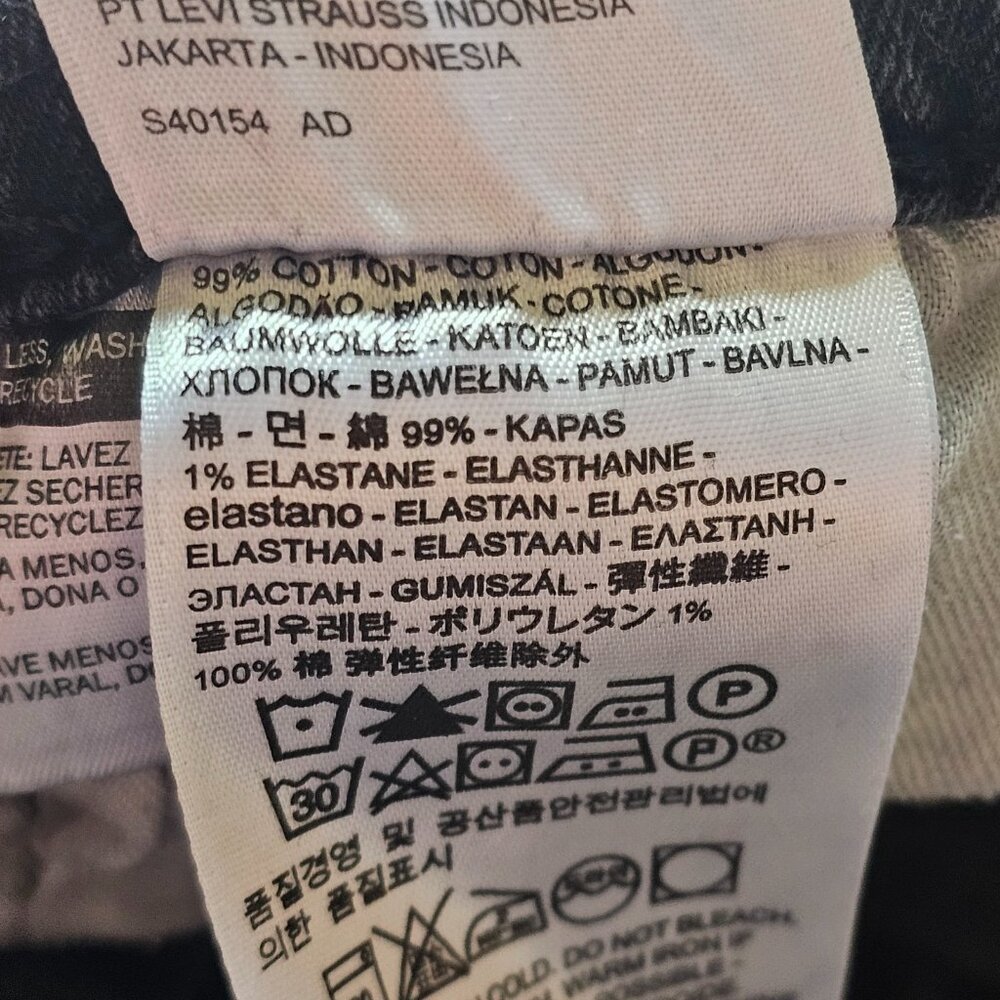 Levis 514 Jeans Mens Tag 29x32 Fit 28x29 Black Straight Denim Dark Wash Stretch - Picture 5 of 13